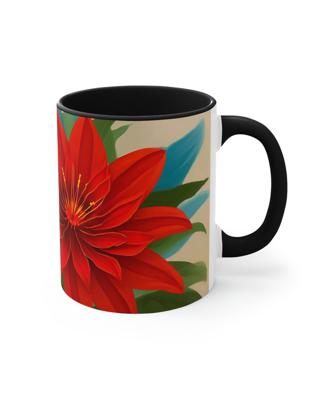Red Flower, Ceramic Mug - Perfect for Coffee, Tea, and More!