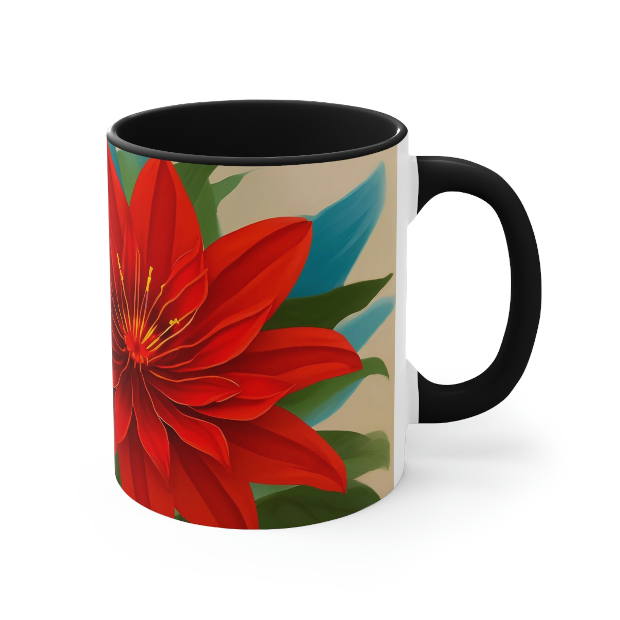 Red Flower, Ceramic Coffee Mug