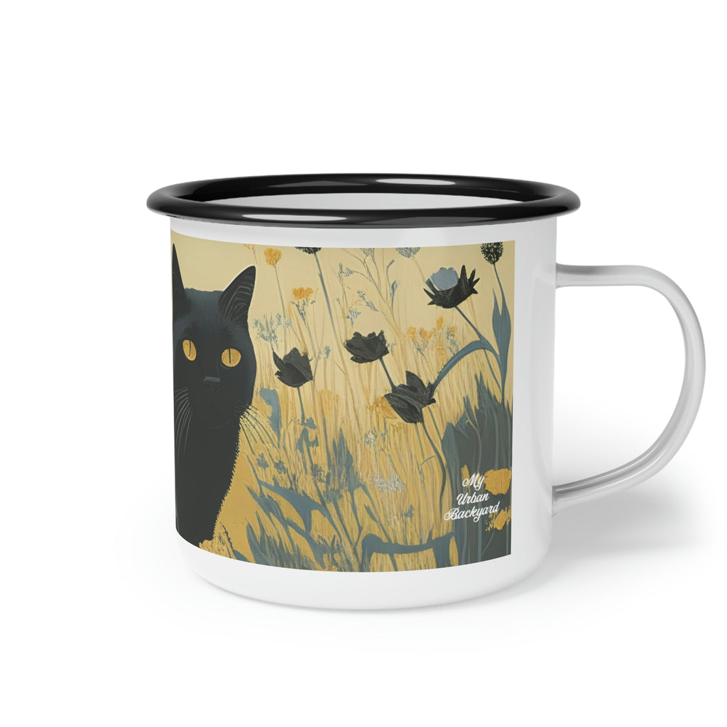 Bella Moonpaw, Cat Enamel Camping Mug for Coffee, Tea, Cocoa, or Cereal - 12oz