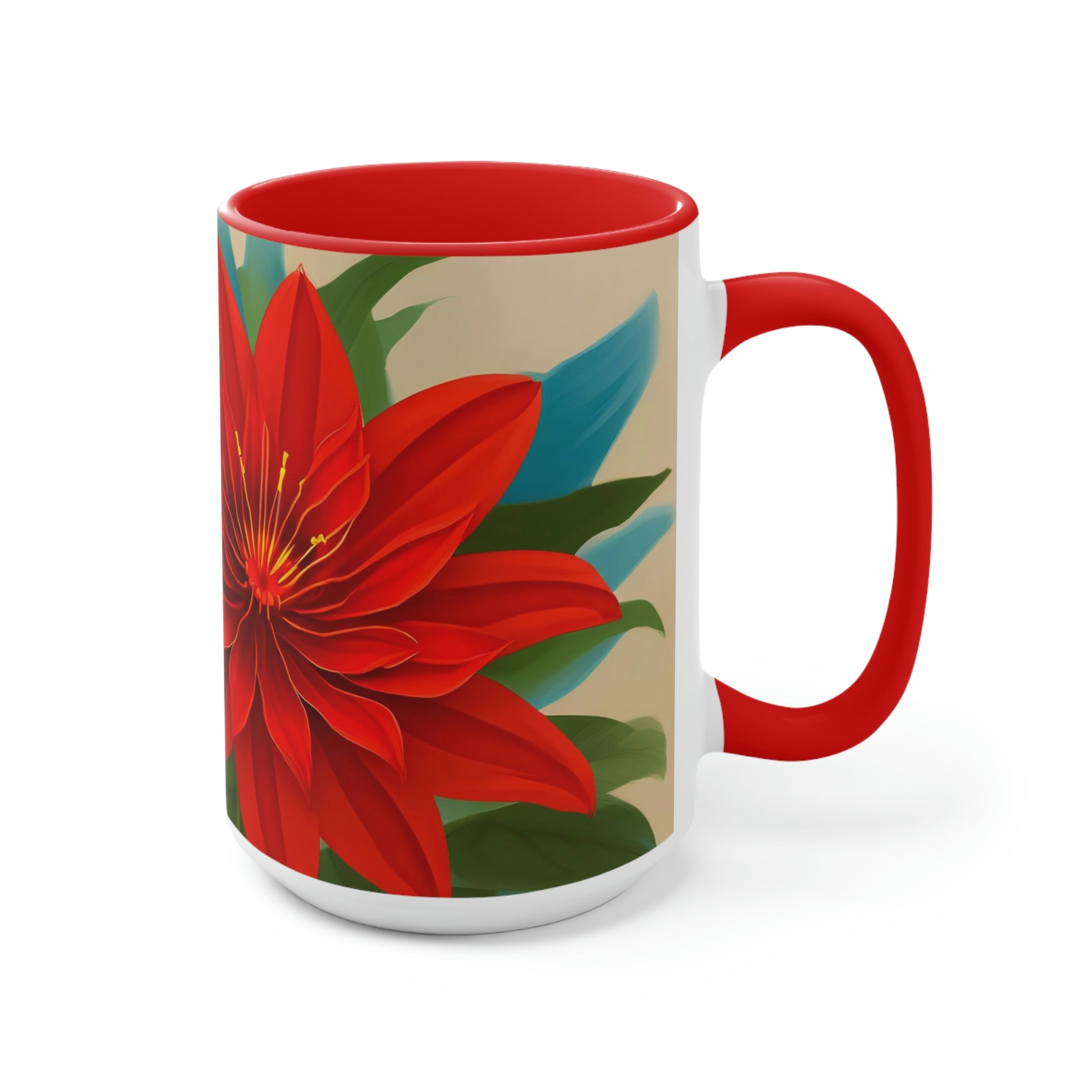 Red Flower, Ceramic Coffee Mug