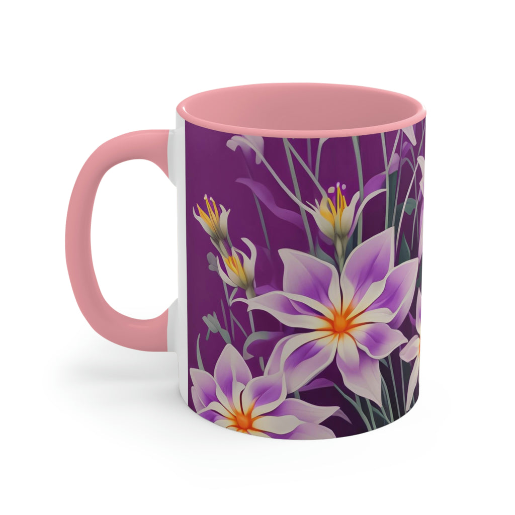 Purple Flowers, Ceramic Mug - Perfect for Coffee, Tea, and More!