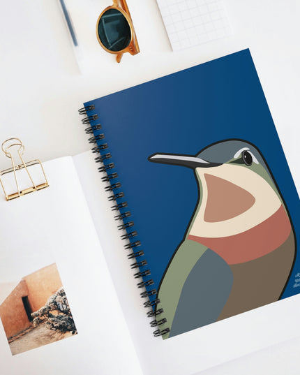 Hummingbird on Classic Blue, Spiral Notebook Journal - Write in Style