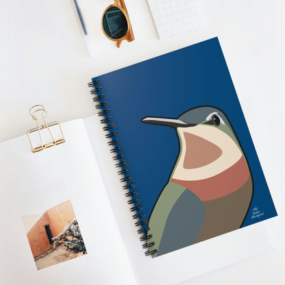 Hummingbird on Classic Blue, Spiral Notebook Journal - Write in Style