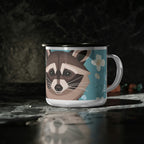 Raccoon with Flowers, Enamel Camping Mug