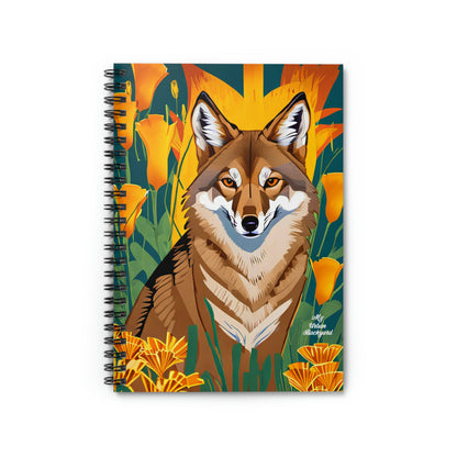 Coyote and Orange Flowers, Spiral Notebook Journal - Write in Style