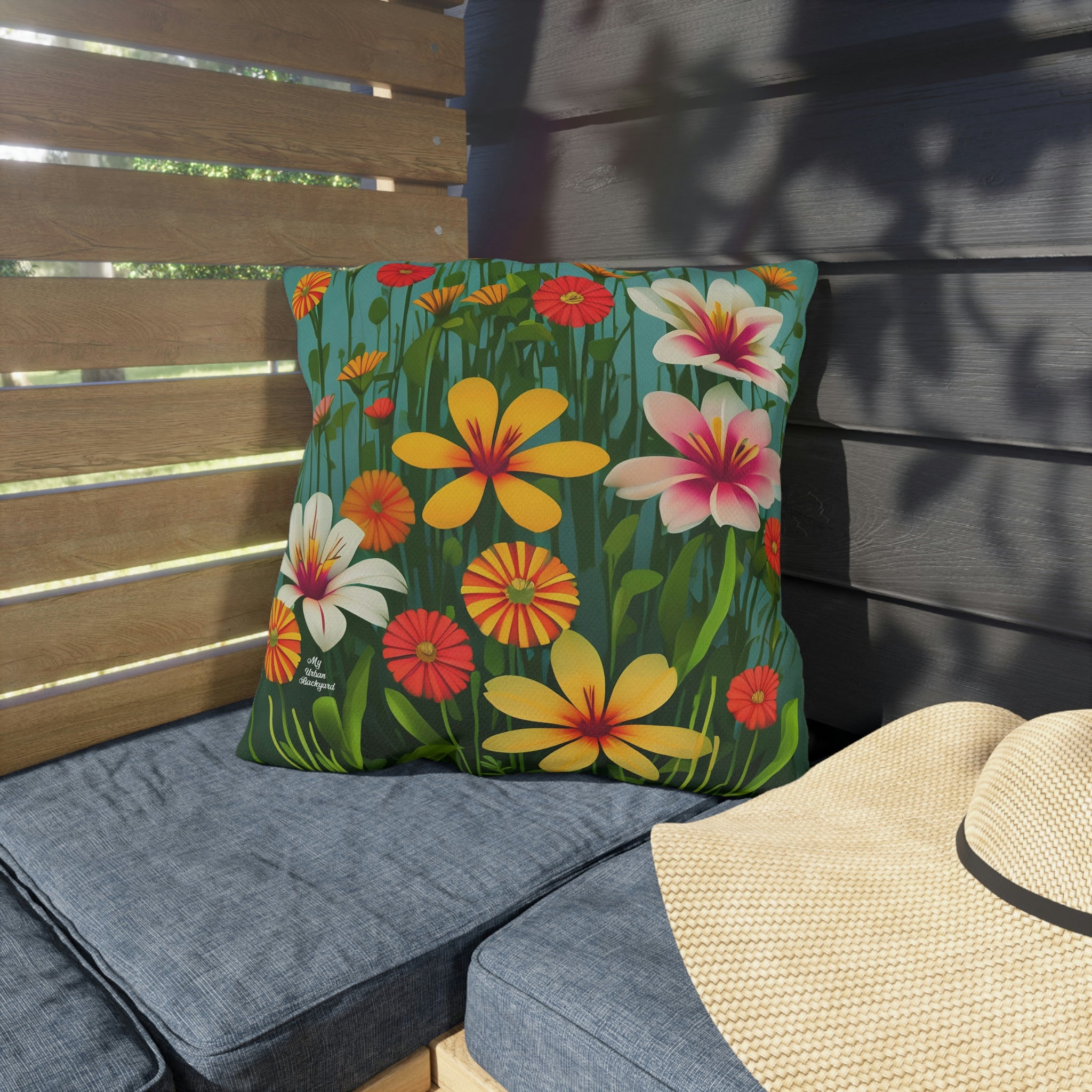 Throw Pillow for Indoor or Outdoor Use. Home or Office Decor - Wildflowers