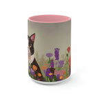 Cat with Wildflowers, Ceramic Coffee Mug