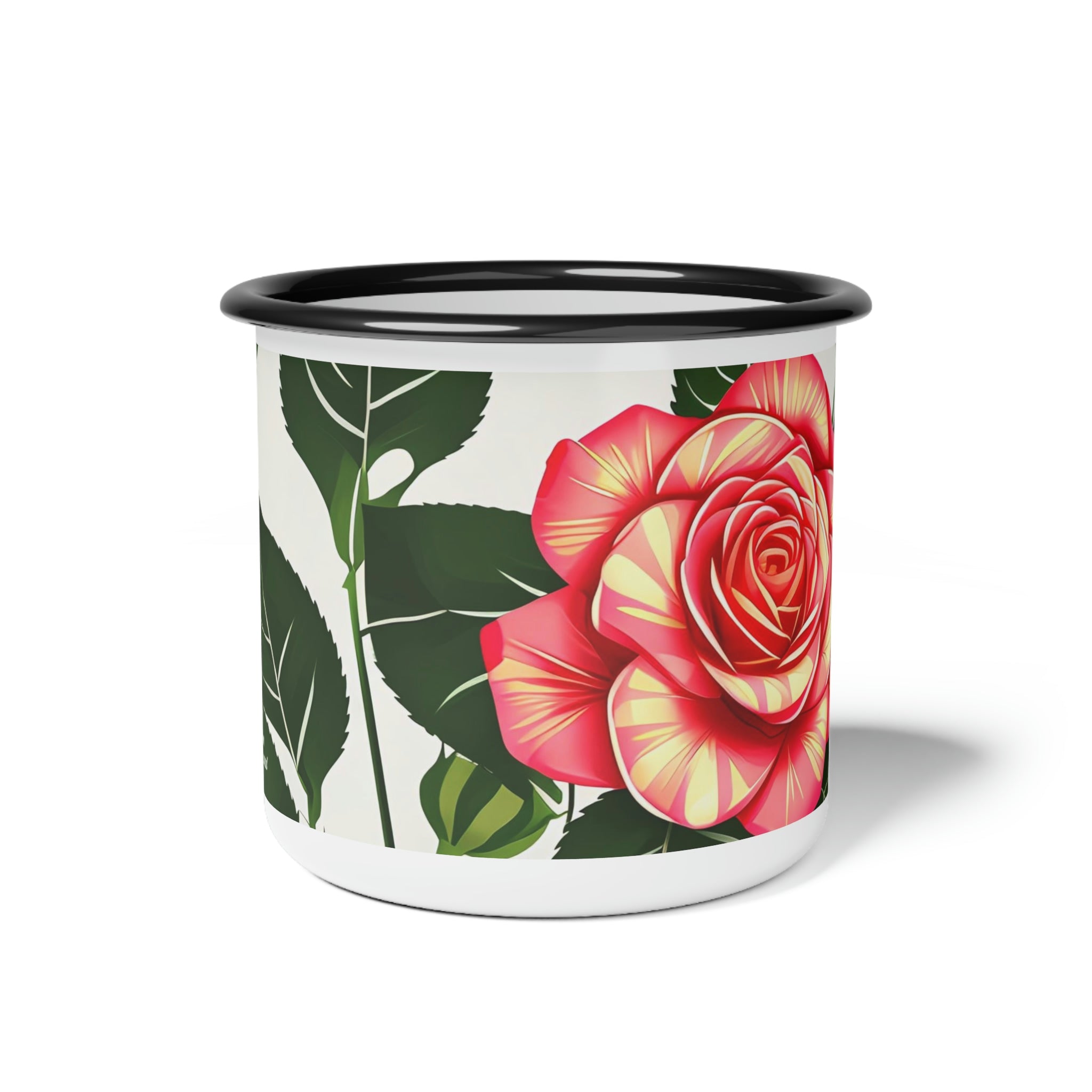 Rose Flower, Enamel Camping Mug