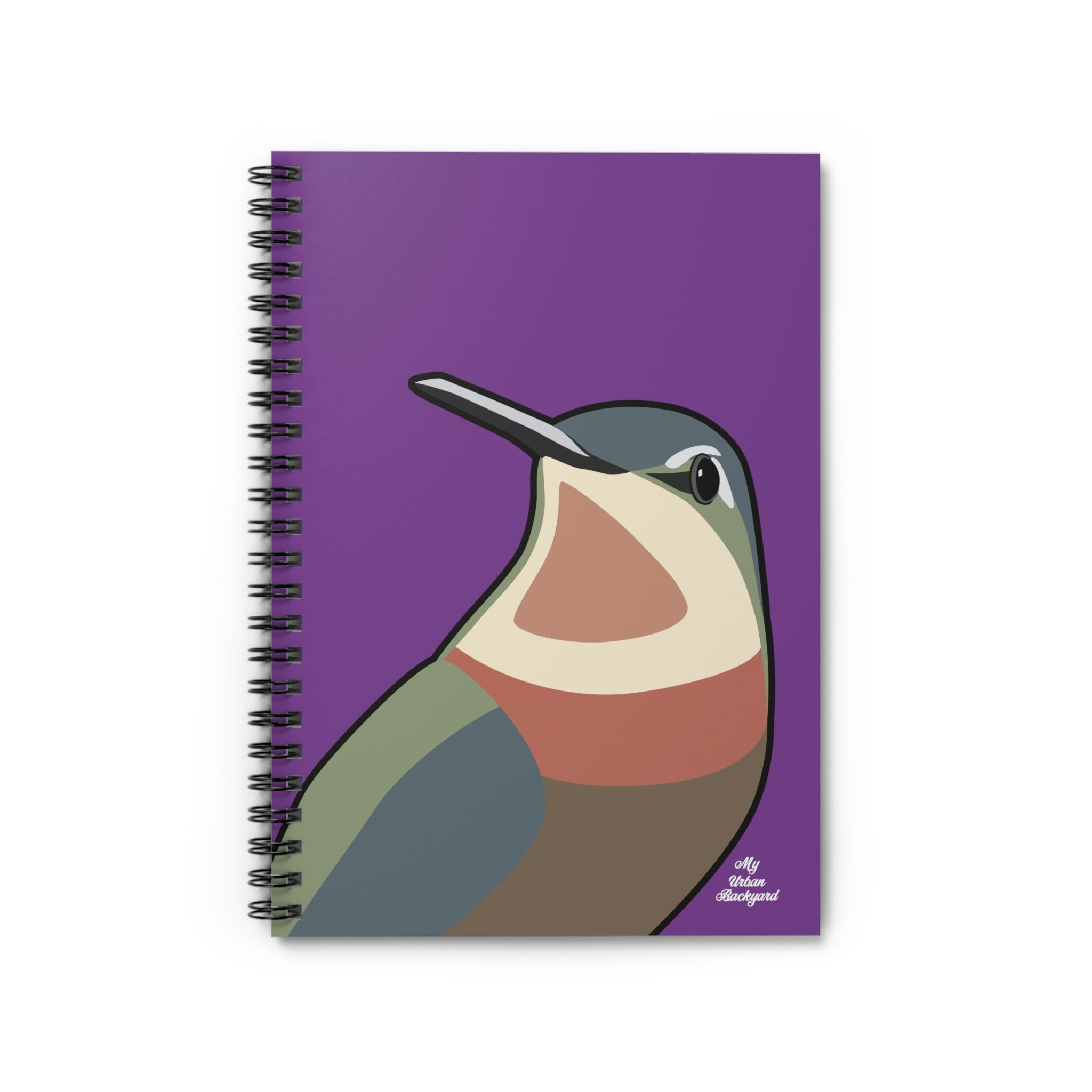 Hummingbird on Wildflower Purple, Spiral Notebook Journal - Write in Style