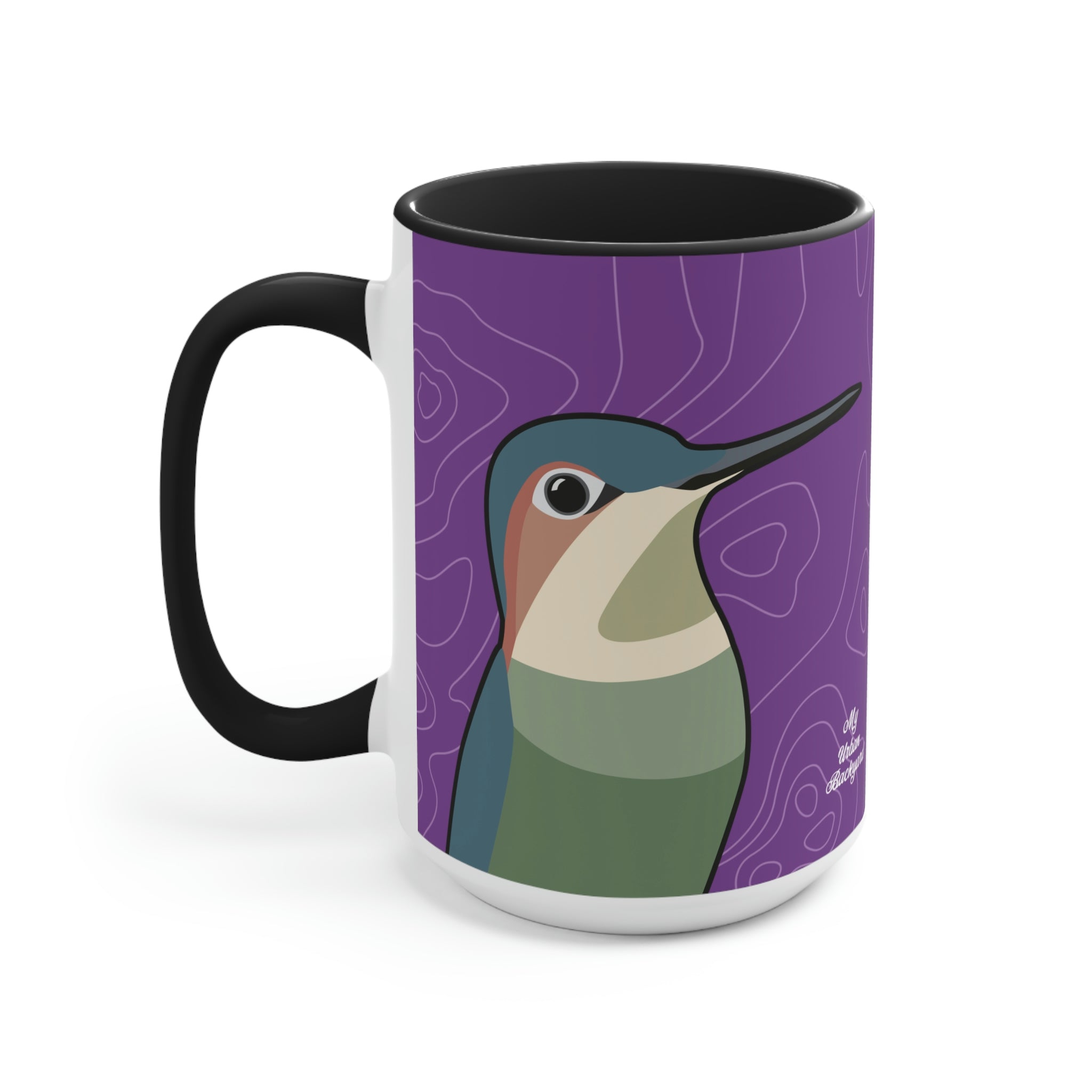 Hummingbirds on Wildflower Purple, Ceramic Coffee Mug