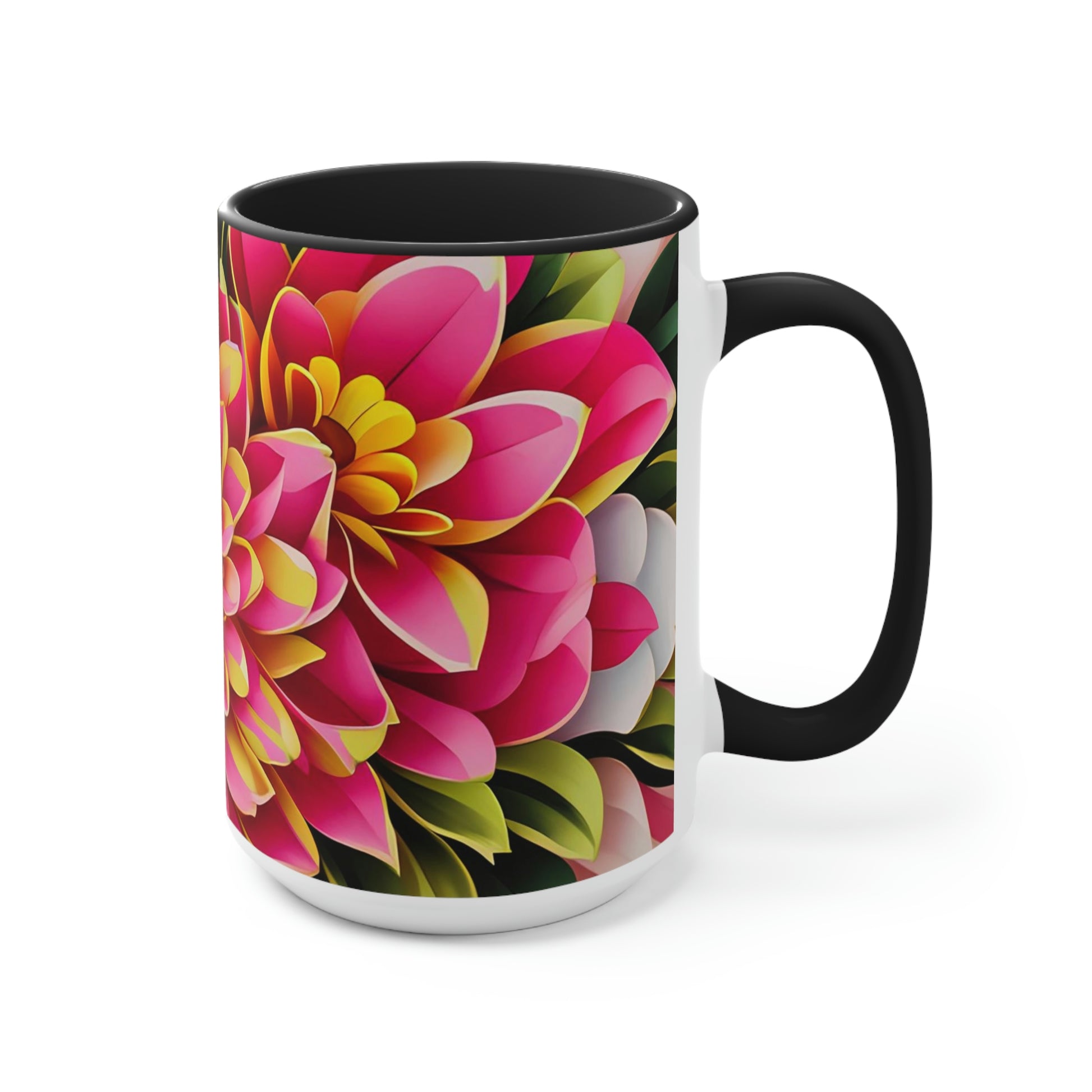 Vibrant Flowers, Ceramic Mug - Perfect for Coffee, Tea, and More!