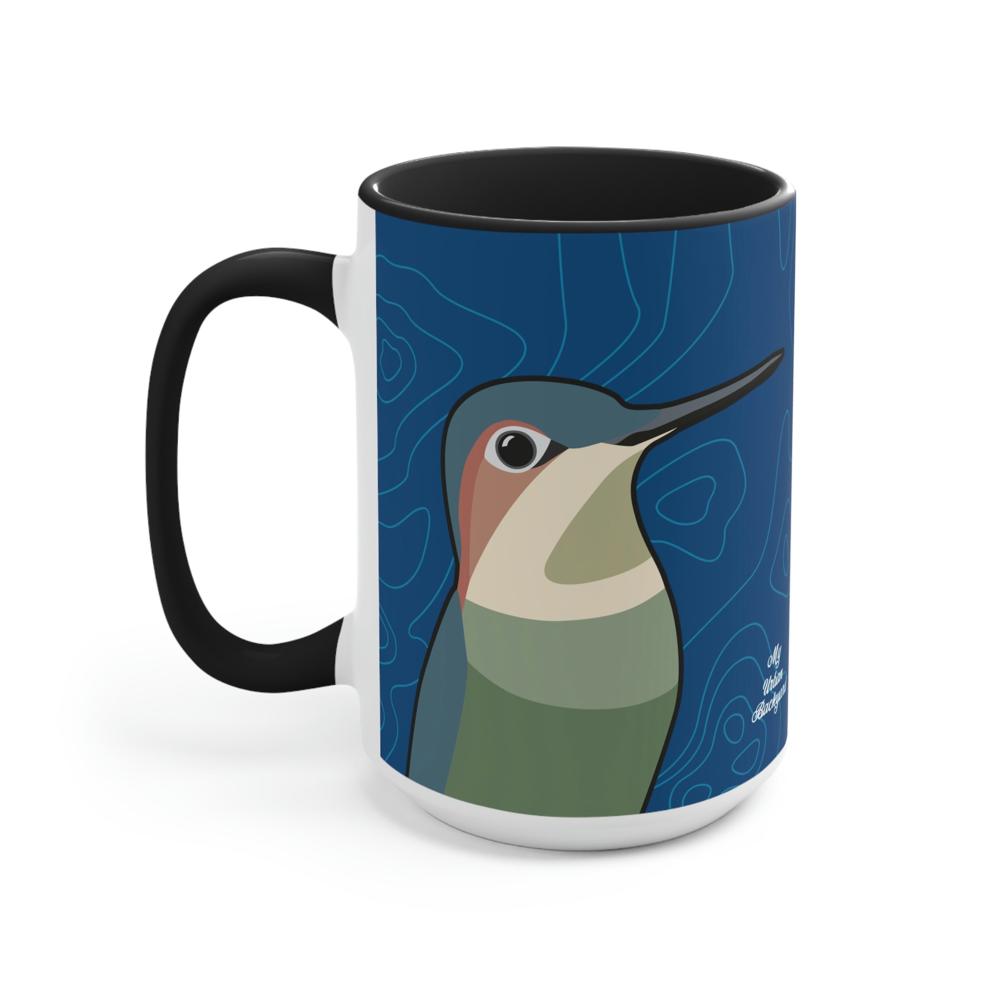 Hummingbirds on Classic Blue, Ceramic Coffee Mug