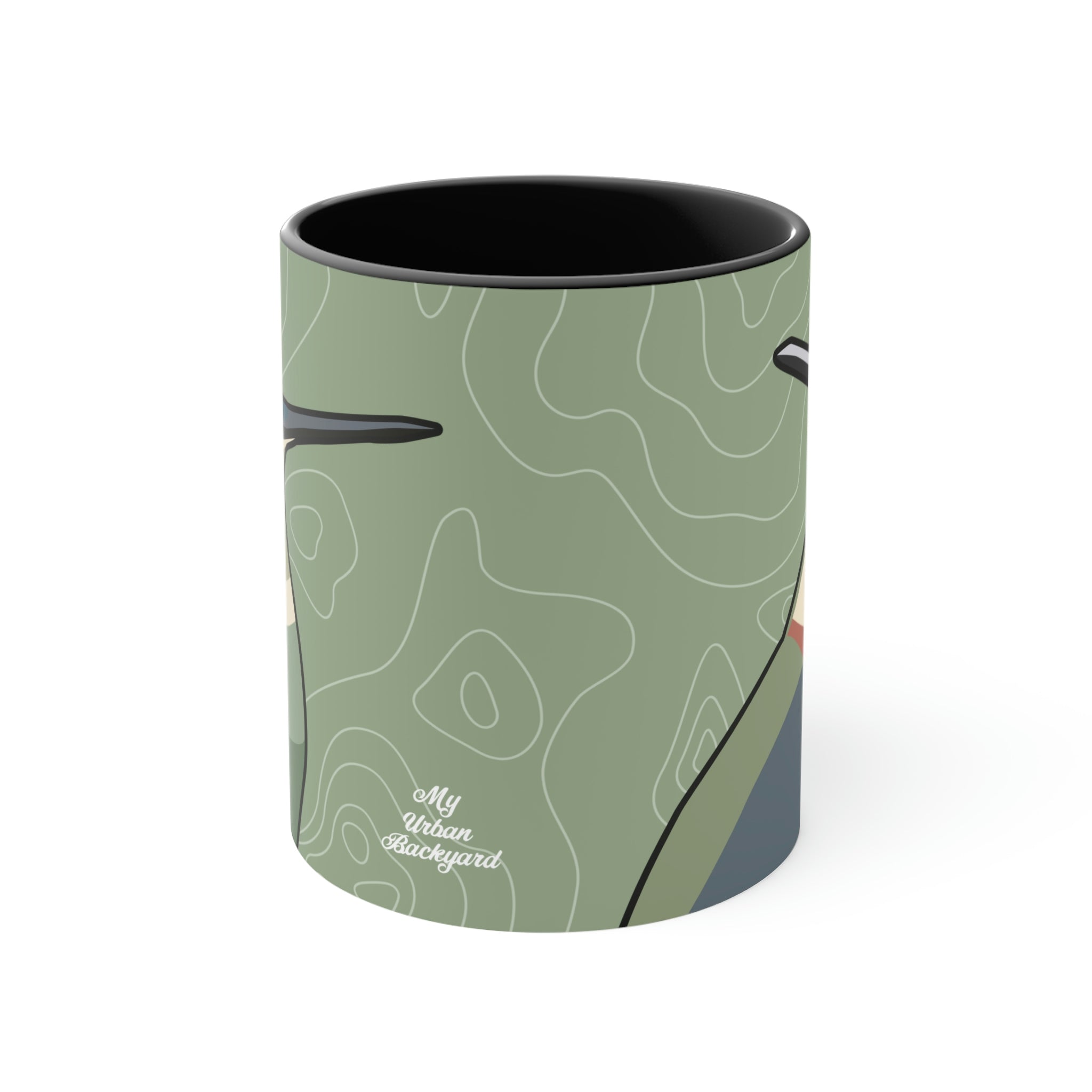 Hummingbirds on Sage Green, Ceramic Coffee Mug
