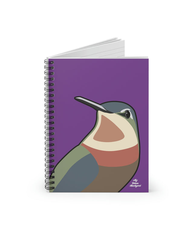 Hummingbird on Wildflower Purple, Spiral Notebook Journal - Write in Style
