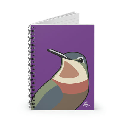 Hummingbird on Wildflower Purple, Spiral Notebook Journal - Write in Style