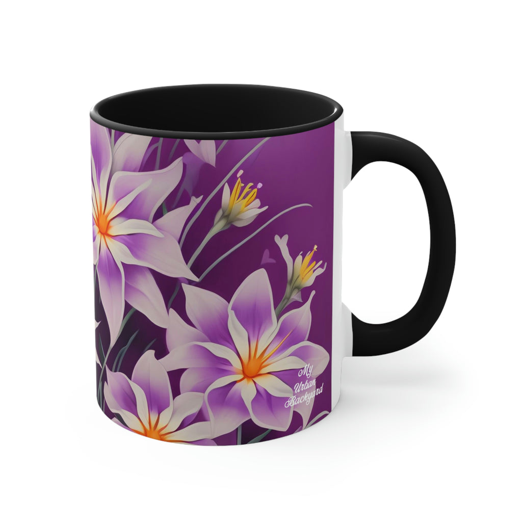 Purple Flowers, Ceramic Mug - Perfect for Coffee, Tea, and More!