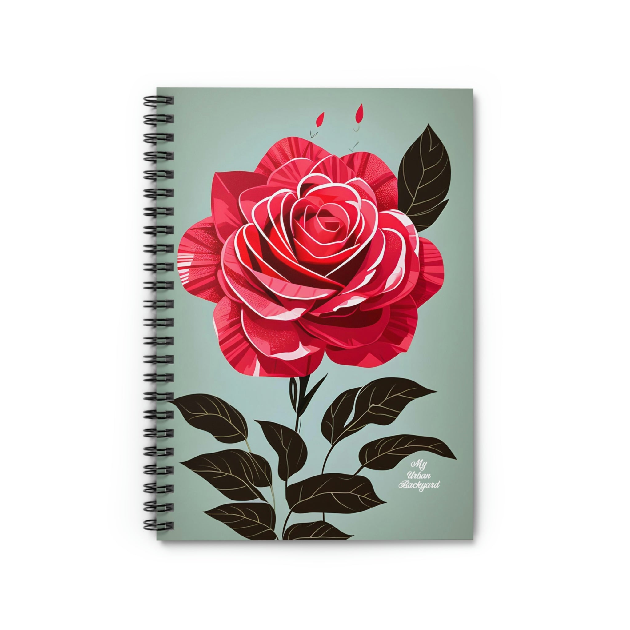 Red Rose Flower, Spiral Notebook Journal - Write in Style