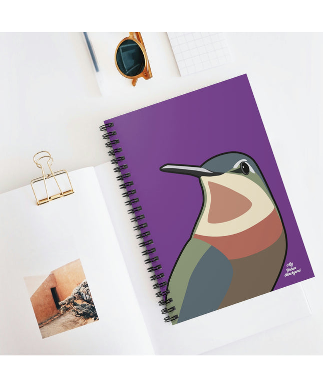 Hummingbird on Wildflower Purple, Spiral Notebook Journal - Write in Style