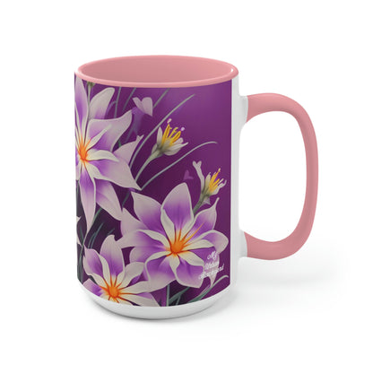 Purple Flowers, Ceramic Mug - Perfect for Coffee, Tea, and More!