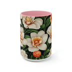 White Flowers, Ceramic Coffee Mug