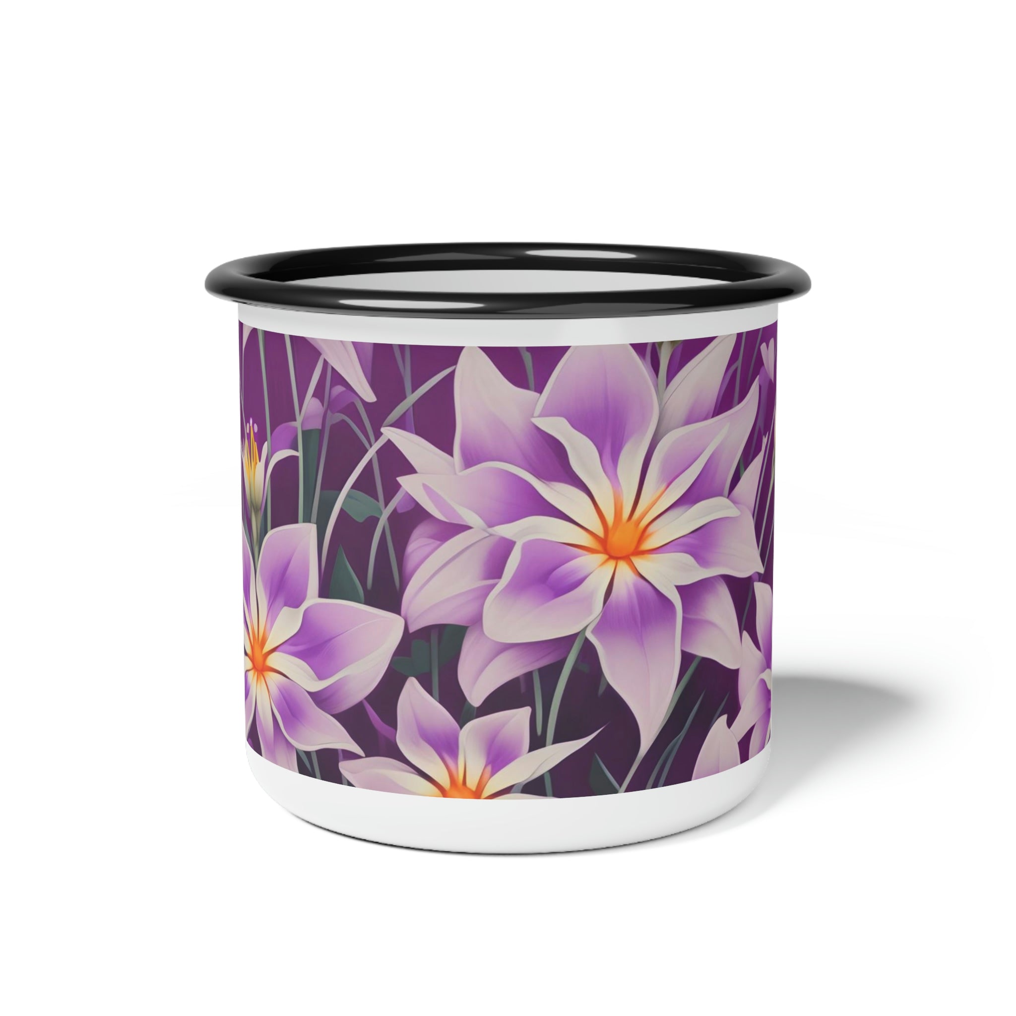 Purple Flowers, Enamel Camping Mug