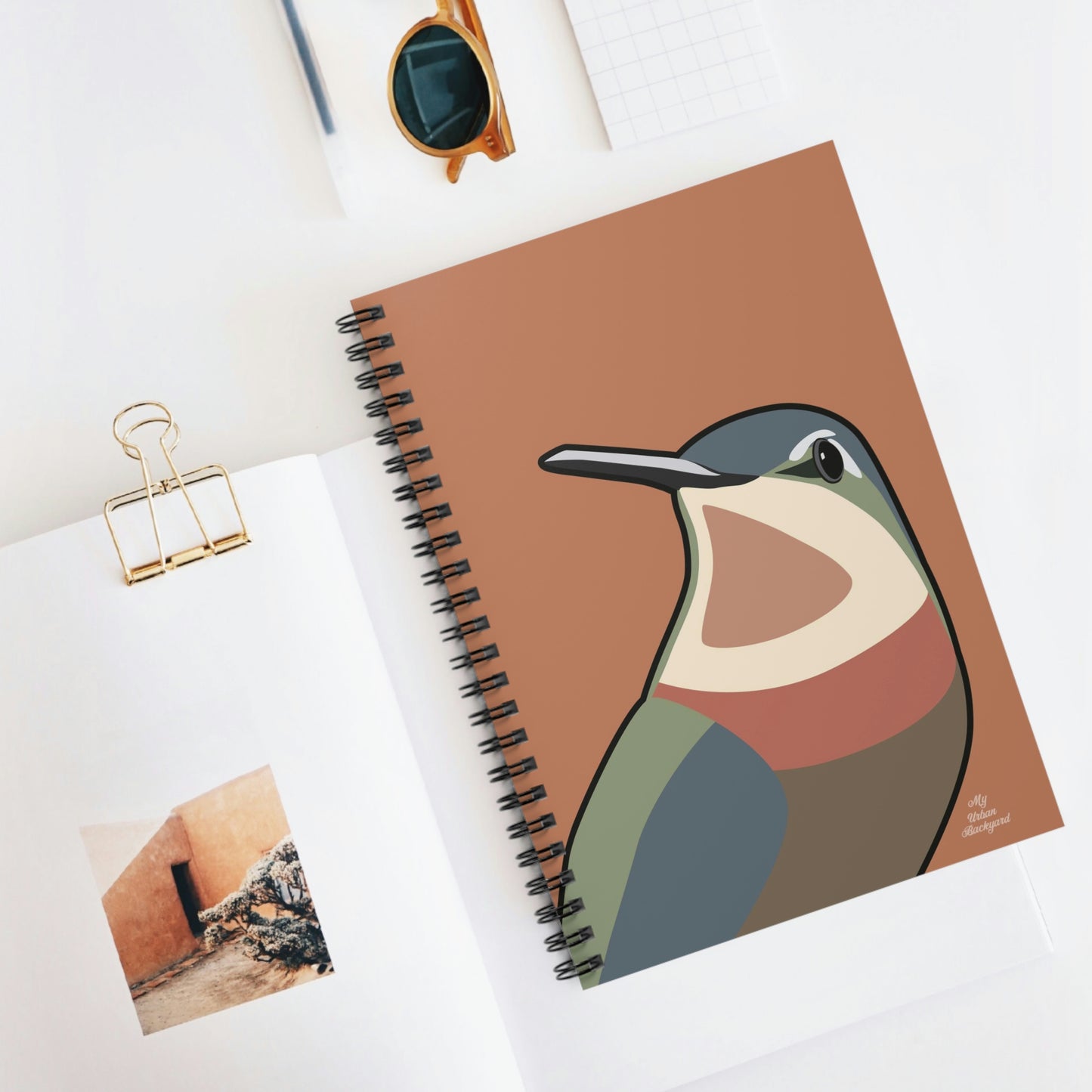 Hummingbird on Terra Cotta, Spiral Notebook Journal - Write in Style