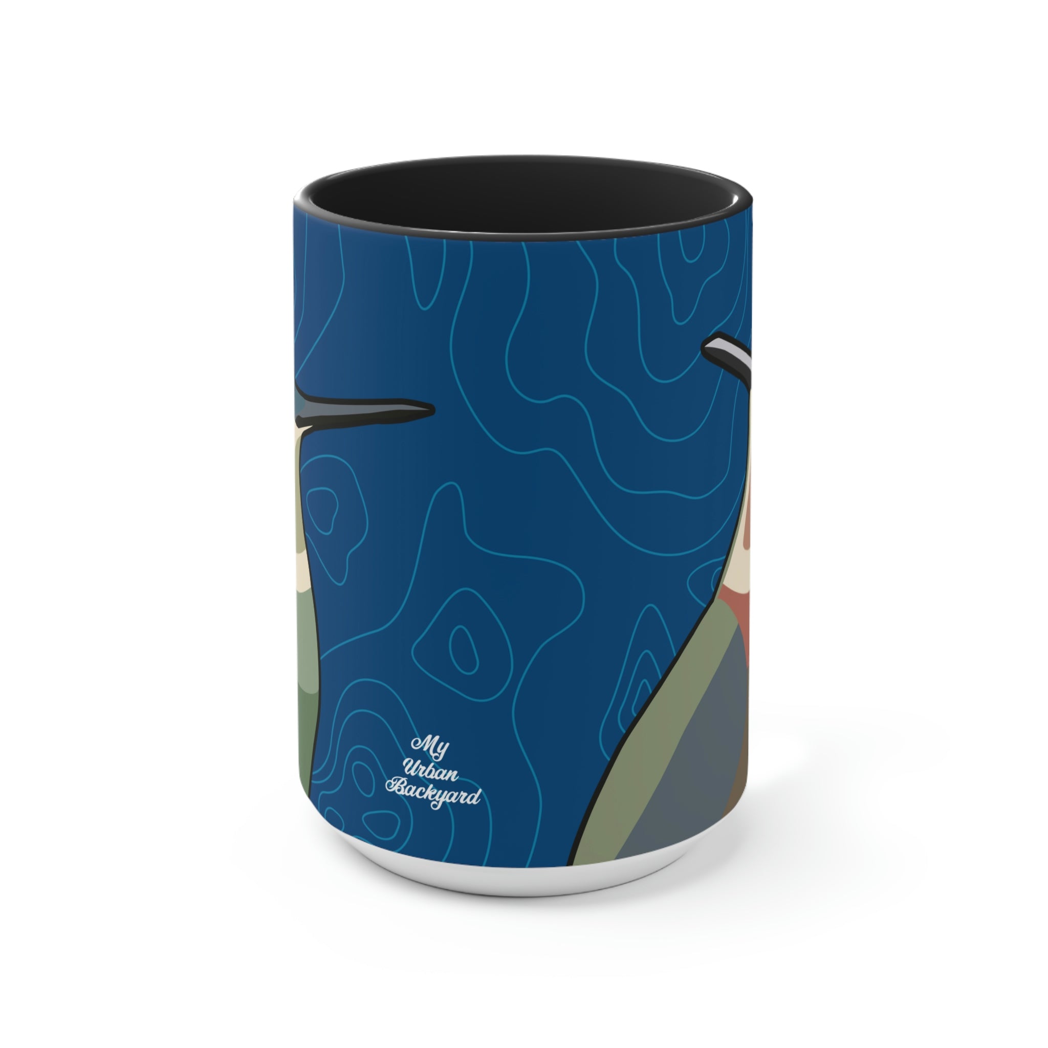Hummingbirds on Classic Blue, Ceramic Coffee Mug