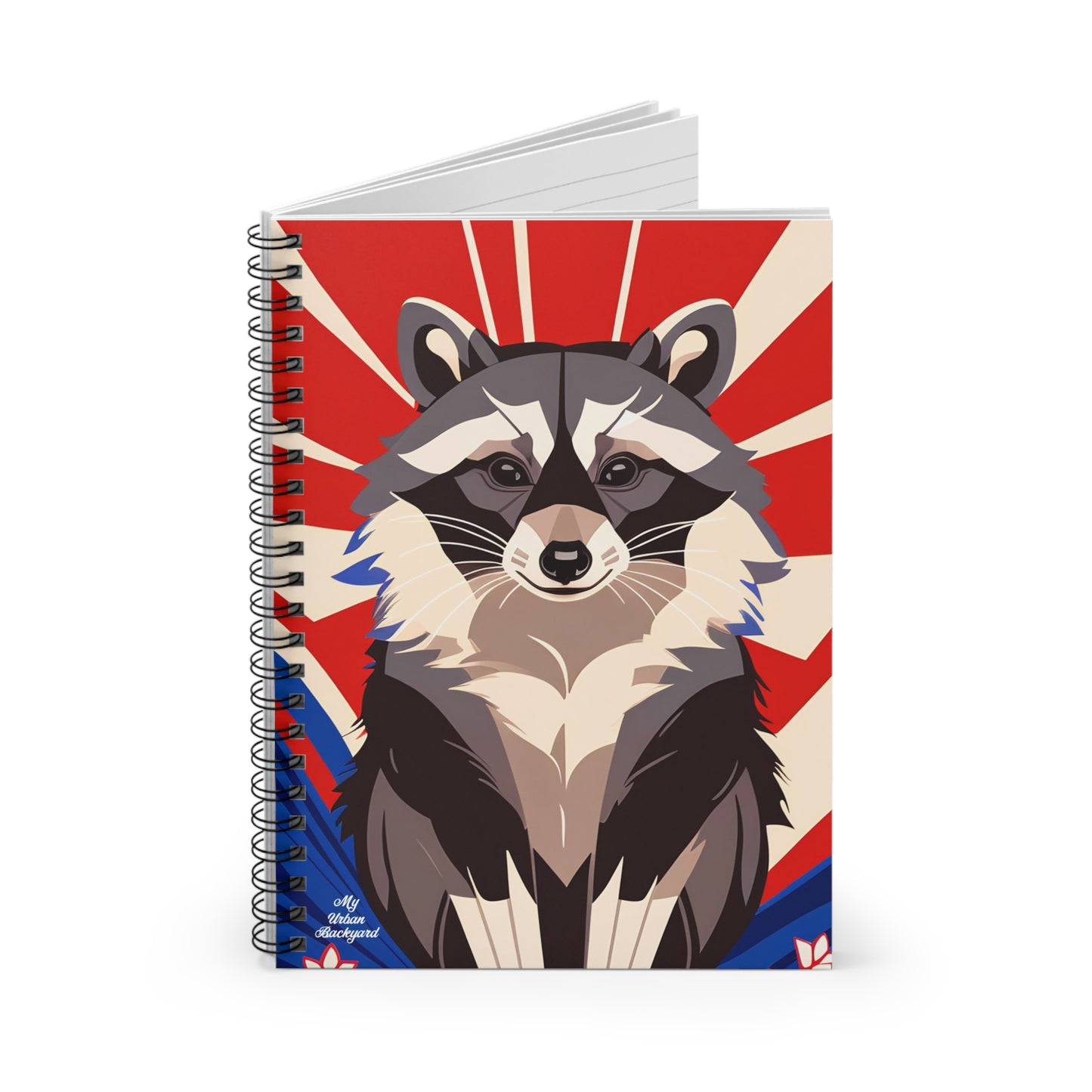 Raccoon on Art Deco Rays, Spiral Notebook Journal - Write in Style