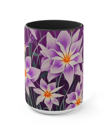 Purple Flowers, Ceramic Mug - Perfect for Coffee, Tea, and More!