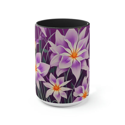 Purple Flowers, Ceramic Mug - Perfect for Coffee, Tea, and More!