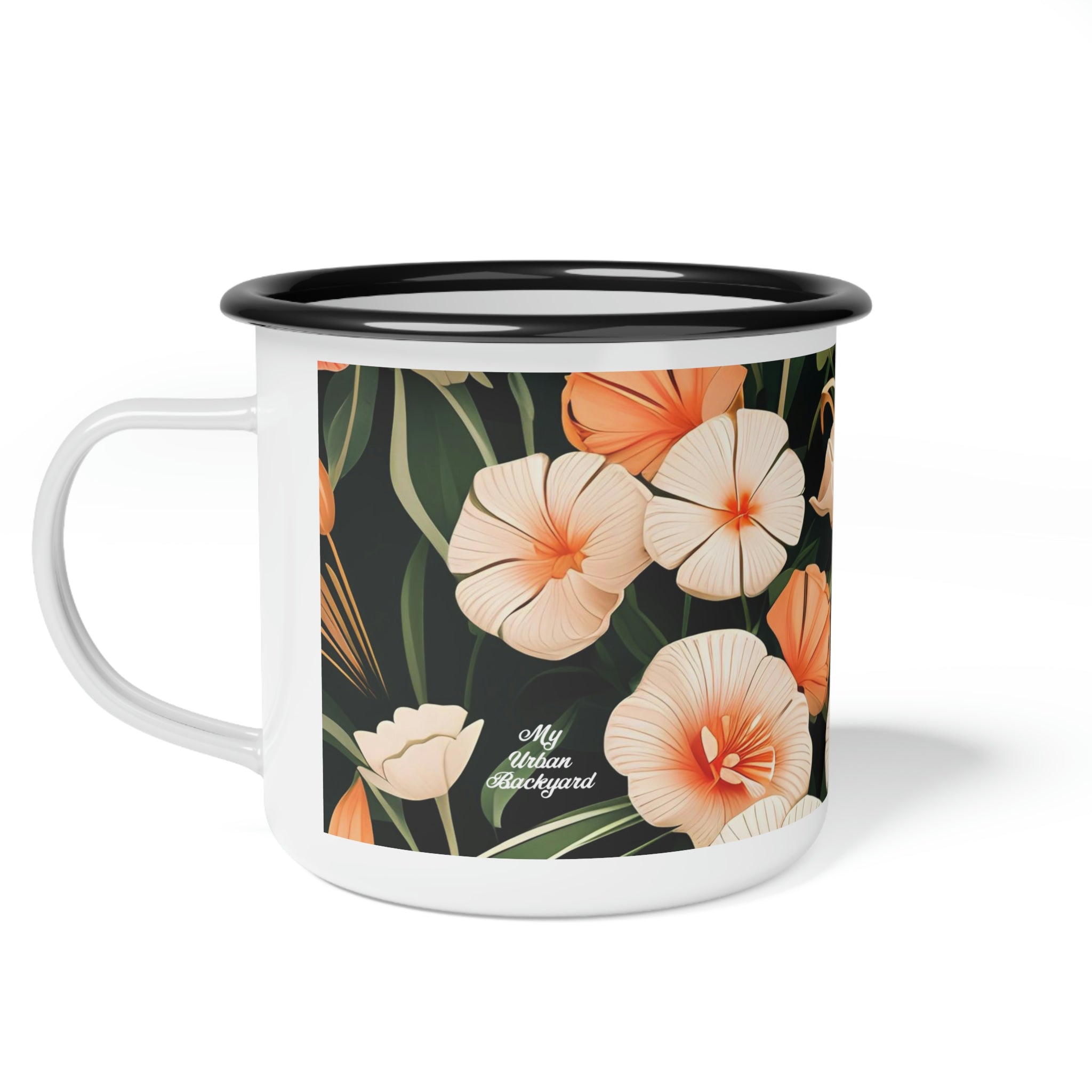 Art Deco Flowers, Enamel Camping Mug