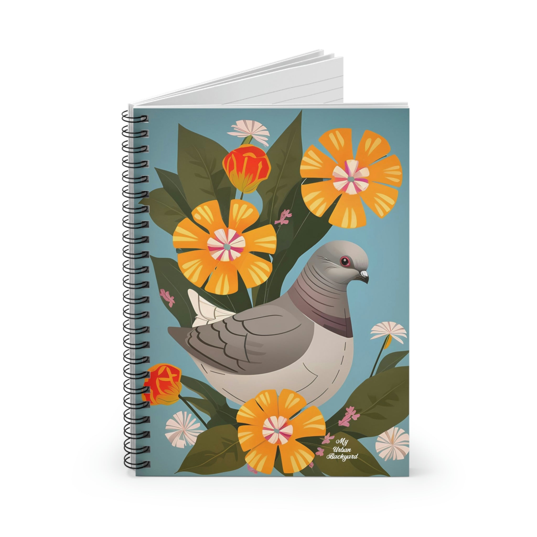 Pigeon and Yellow Flowers, Spiral Notebook Journal - Write in Style