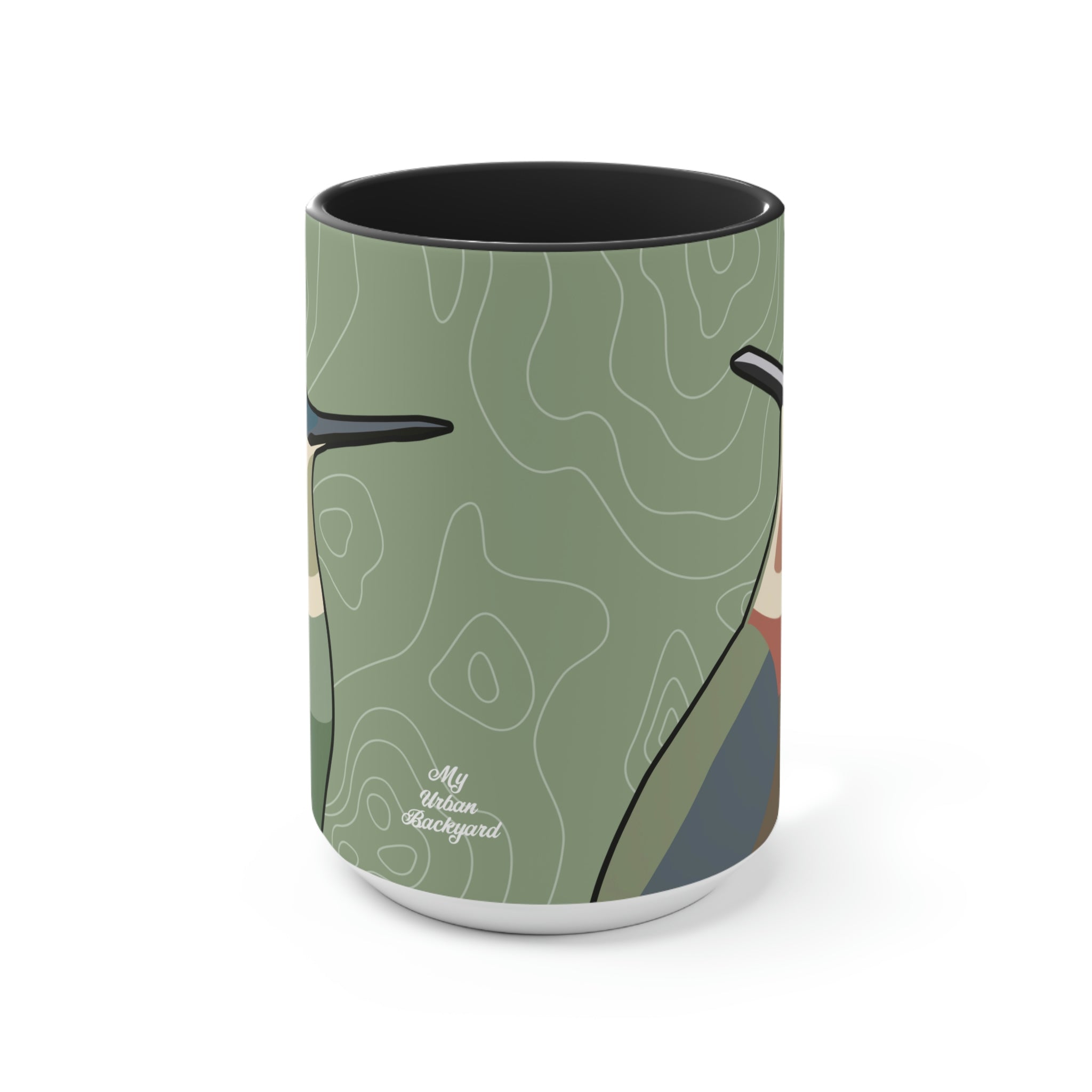 Hummingbirds on Sage Green, Ceramic Coffee Mug