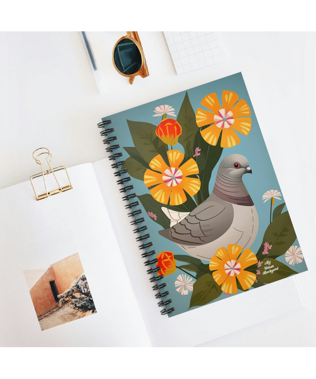 Pigeon and Yellow Flowers, Spiral Notebook Journal - Write in Style