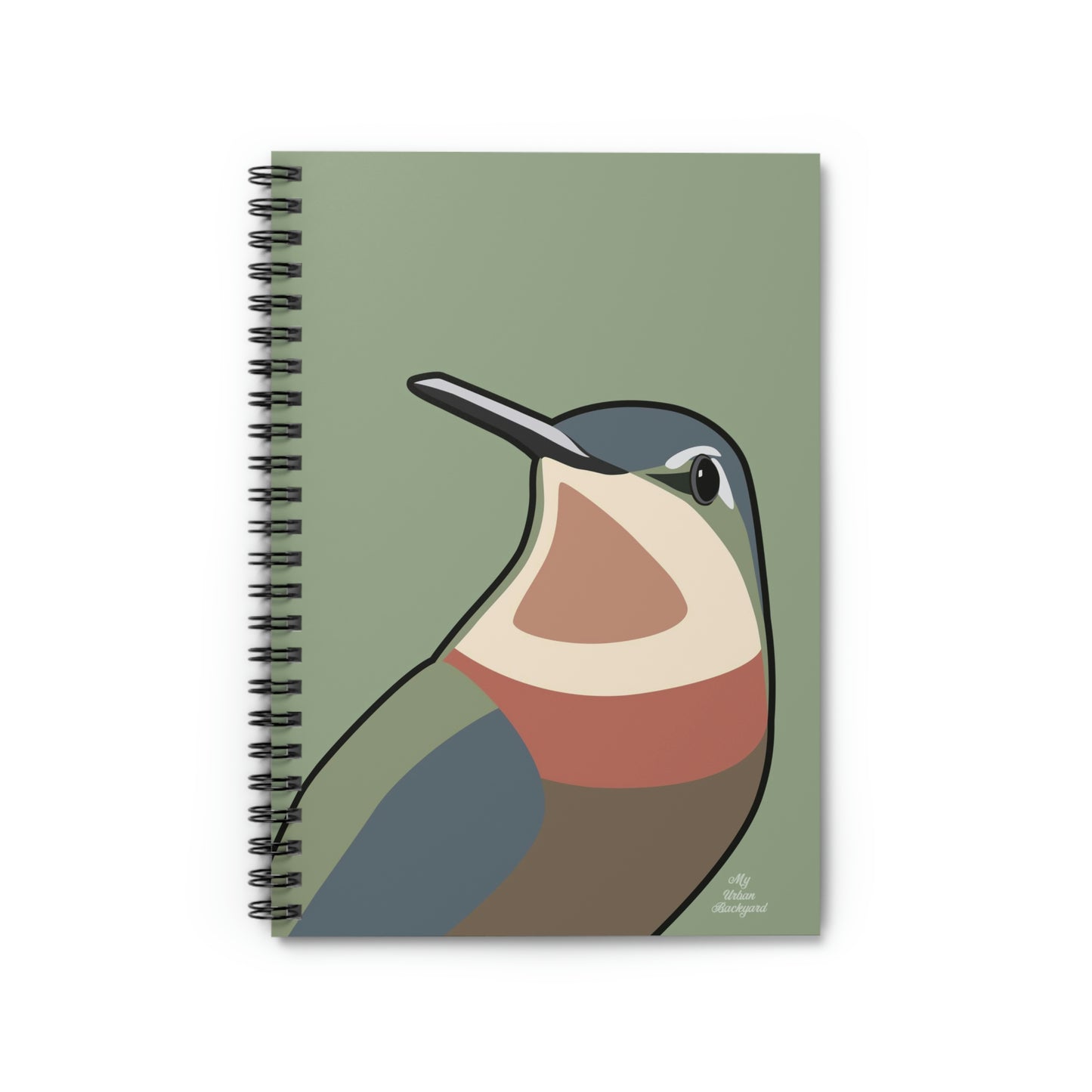 Hummingbird on Sage Green, Spiral Notebook Journal - Write in Style