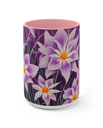 Purple Flowers, Ceramic Mug - Perfect for Coffee, Tea, and More!