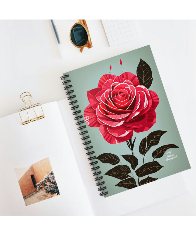 Red Rose Flower, Spiral Notebook Journal - Write in Style