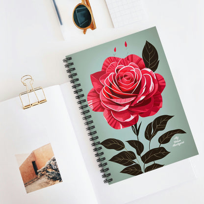 Red Rose Flower, Spiral Notebook Journal - Write in Style