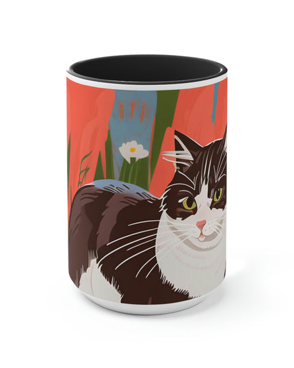 Cat with Wildflowers, Ceramic Mug - Perfect for Coffee, Tea, and More!