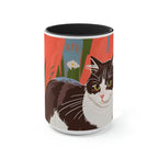 Cat with Wildflowers, Ceramic Coffee Mug
