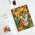 Coyote and Orange Flowers, Spiral Notebook Writing Journal - 118 Ruled Pages