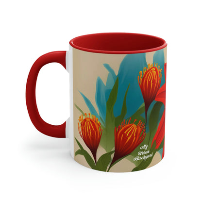 Red Flower, Ceramic Mug - Perfect for Coffee, Tea, and More!