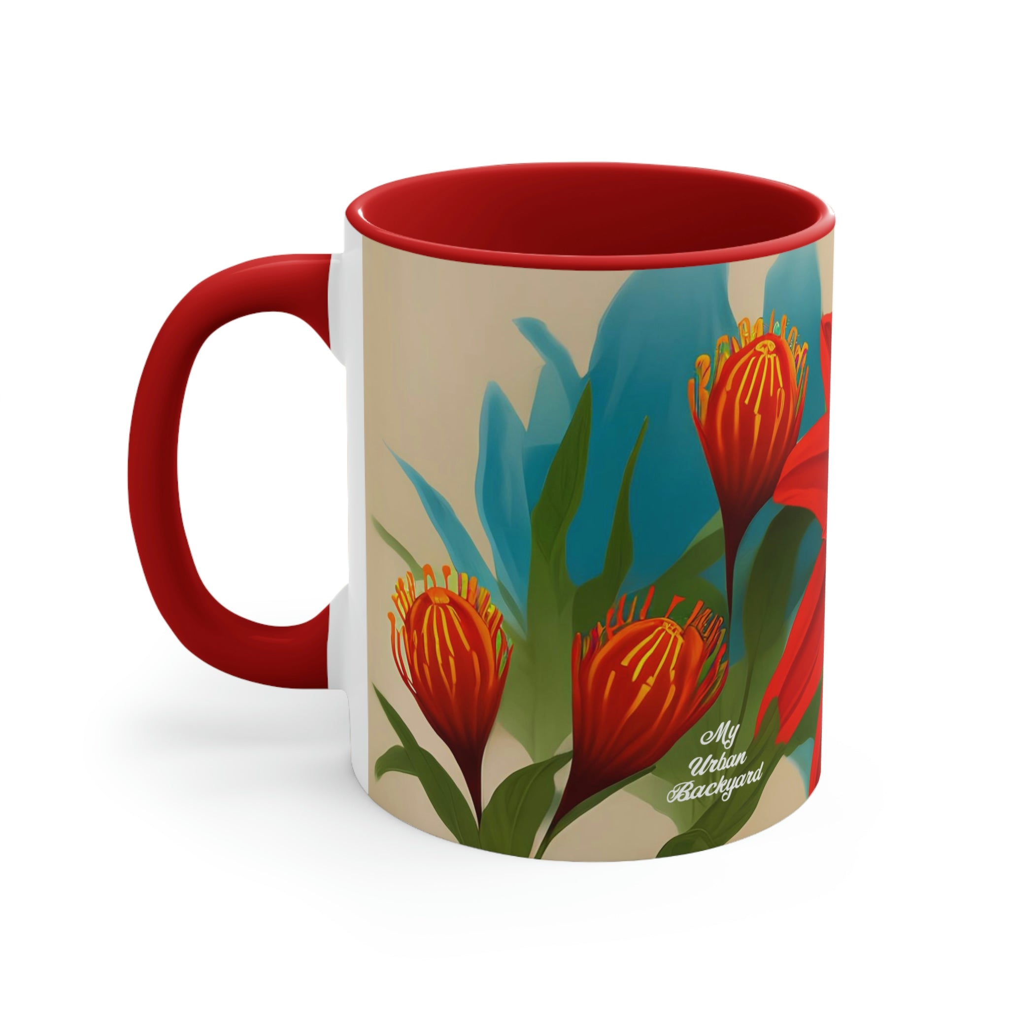Red Flower, Ceramic Coffee Mug