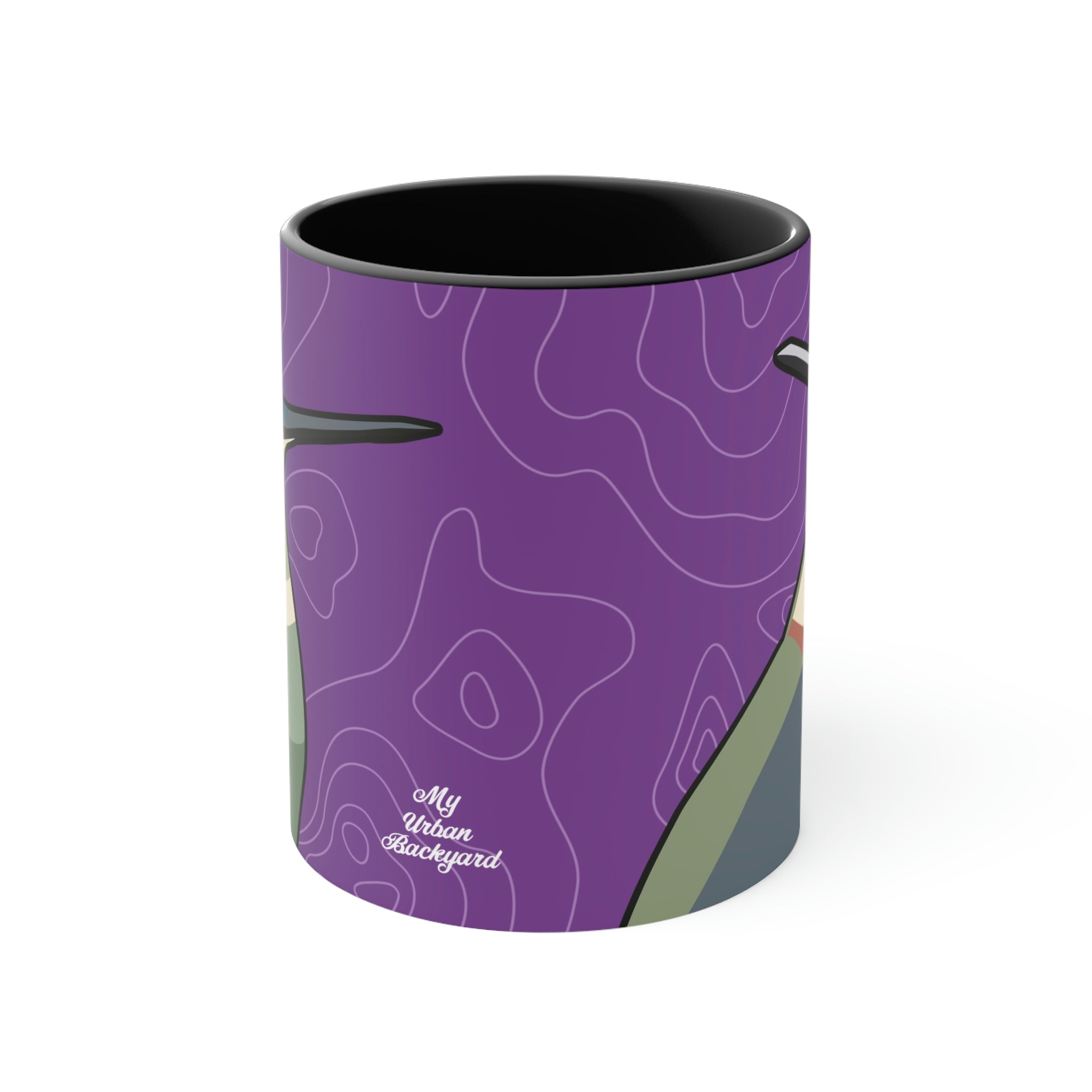 Hummingbirds on Wildflower Purple, Ceramic Coffee Mug