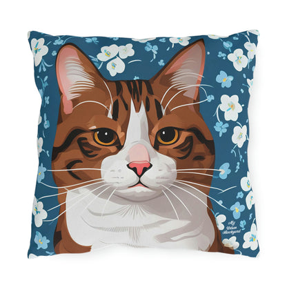 Orange Cat and Flowers, Versatile Throw Pillow - Home or Office Decor