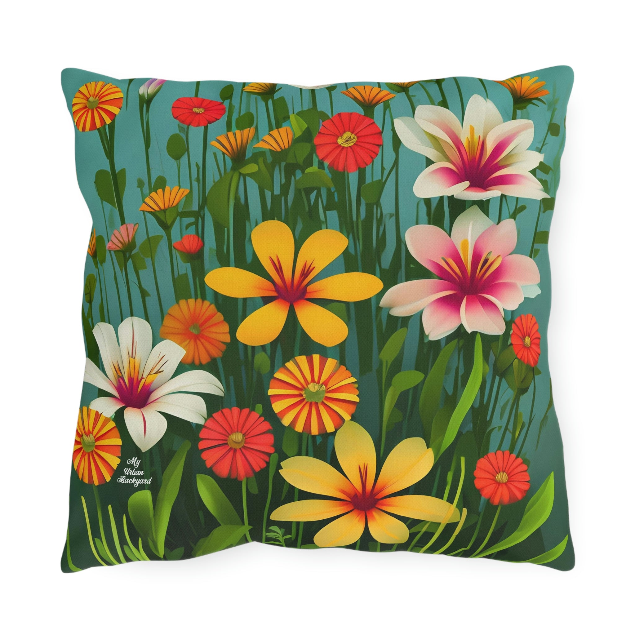 Throw Pillow for Indoor or Outdoor Use. Home or Office Decor - Wildflowers