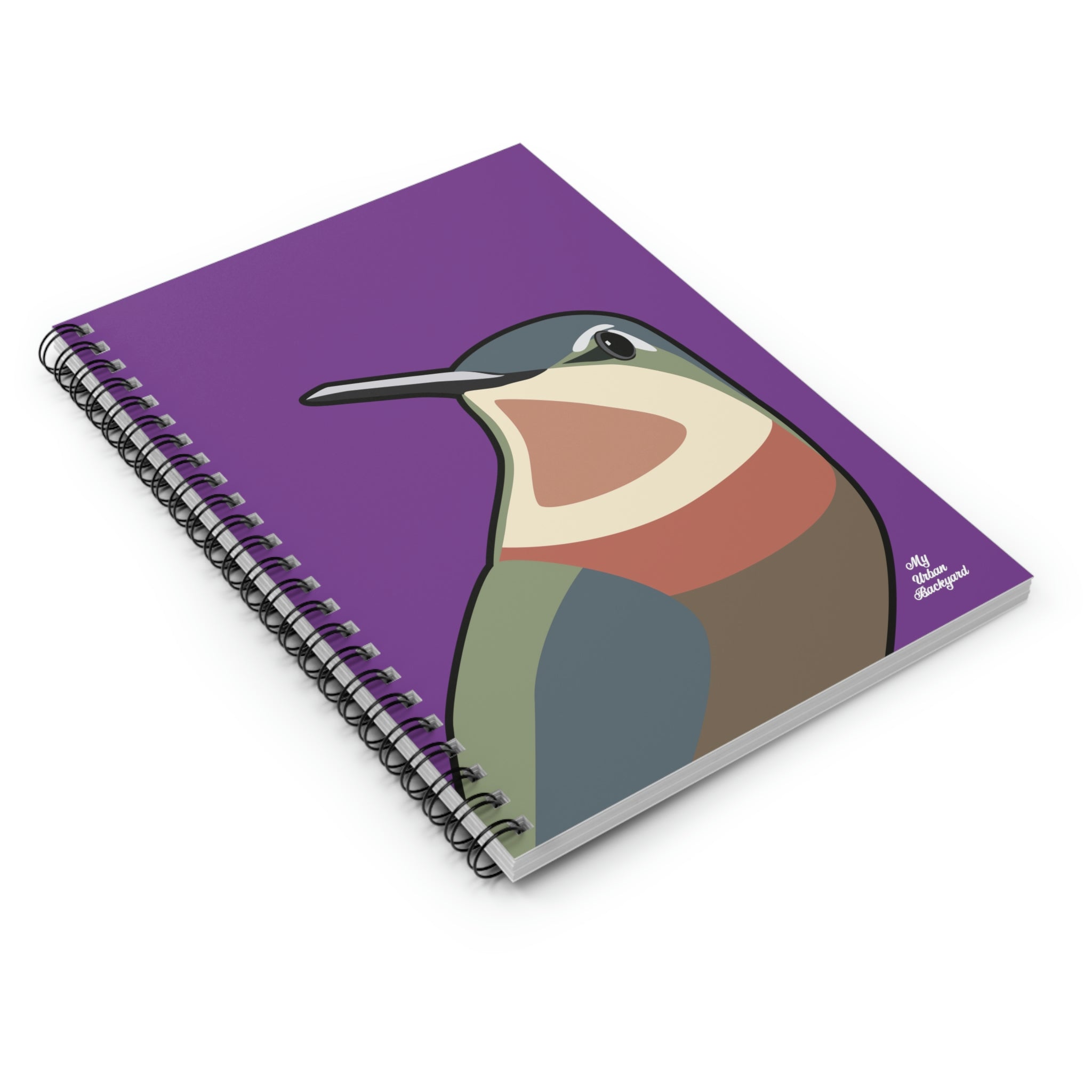 Hummingbird on Wildflower Purple, Spiral Notebook Journal - Write in Style