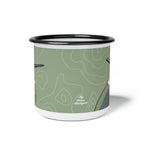 Hummingbirds on Sage Green, Enamel Camping Mug