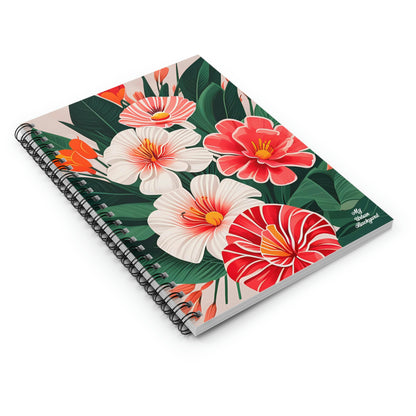 White and Red Flowers, Spiral Notebook Journal - Write in Style