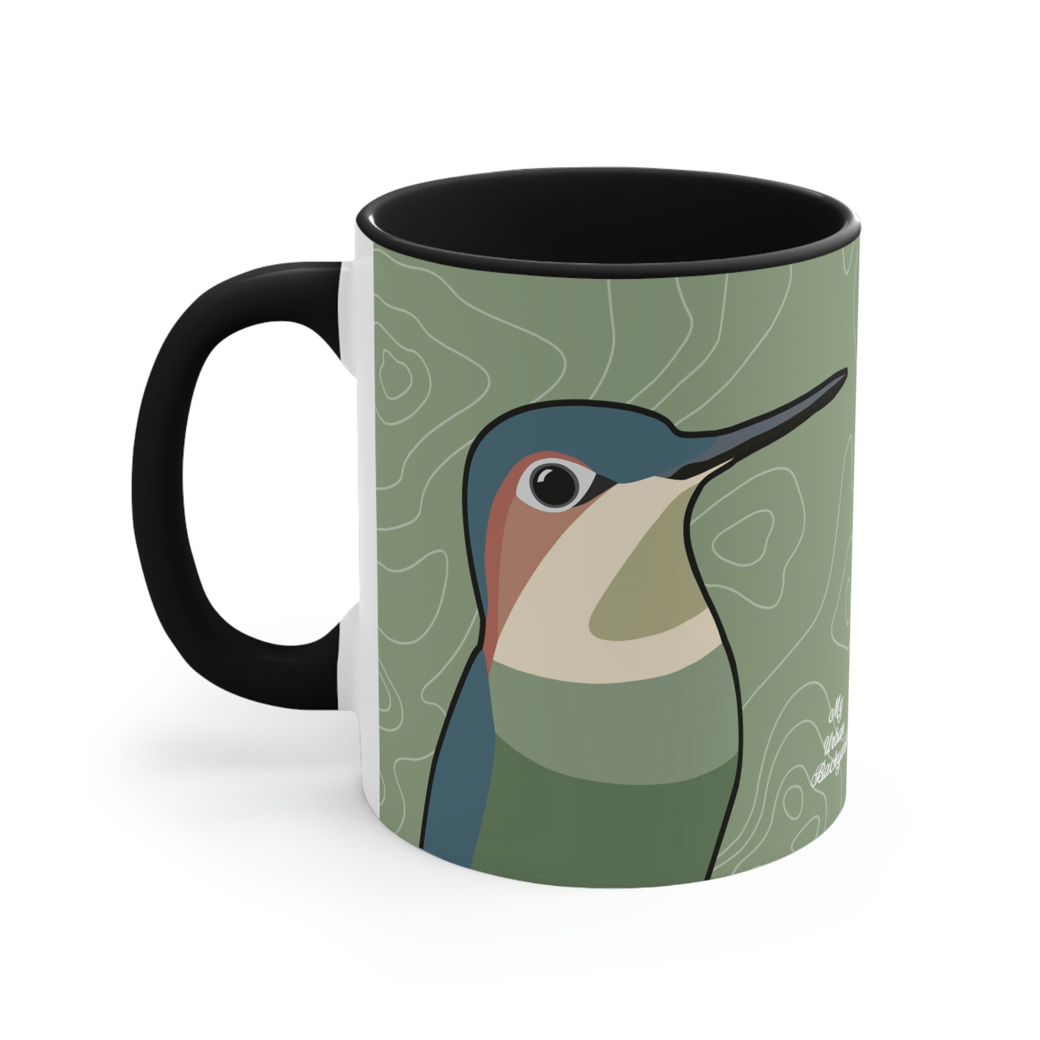 Hummingbirds on Sage Green, Ceramic Coffee Mug
